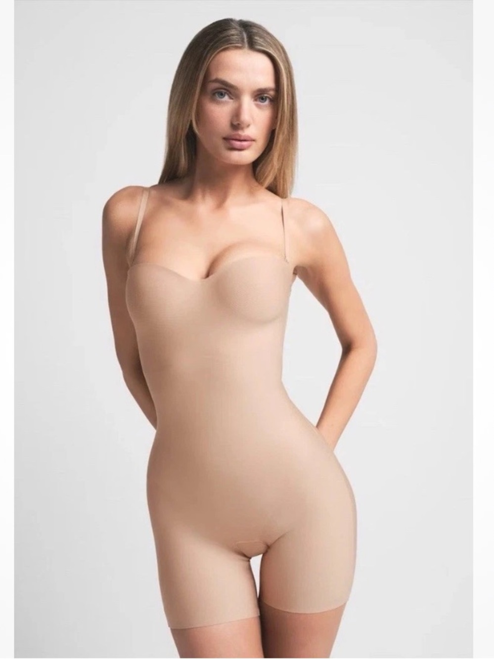 SKIMS Sculpting Underwire Mid-Thigh Snatching lifting Bodysuit Nude Sand XS NWT!